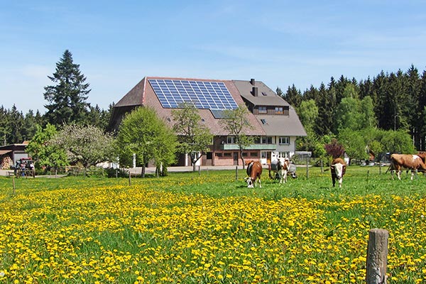 Sonnenkollektoren auf dem Hofdach